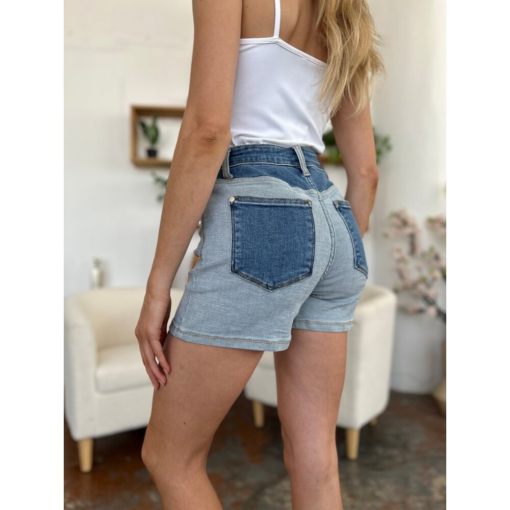 NWT Judy Blue Color Block Denim Shorts, Sizes S - 3X - Picture 6 of 11